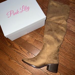 Brown Pink Lily Boots Size 8.5